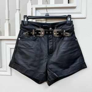 The Kooples Black High Waist Leather Shorts